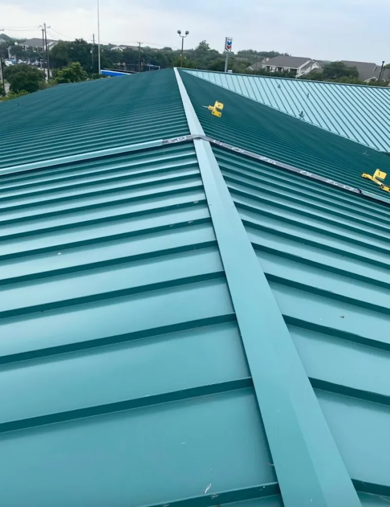 Green commercial metal roof ridge and valley for Metal Roof Repair in Wanaque